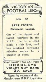 1933 Hoadley's Victorian Footballers #31 Bert Foster Back